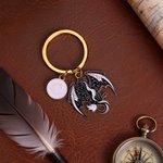 Personalisierte Dark Dragon Portable Keychain mit Initial Charm täglichen Gebrauch Geburtstagsgeschenk für Drachenliebhaber