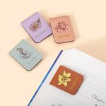 Gepersonaliseerde Aquarel Geboorte Bloem Magnetische Lederen Bladwijzer Clip met Gegraveerde Naam Verjaardag Kerstcadeau