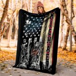 Personalised American Flag Soft Throw Blanket with Name Veterans Day Father's Day Birthday Gift for Soldiers Patriots
