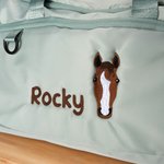 Personalized Embroidered Horse Face Name Waterproof Large Travel Duffle Bag with Shoe Compartment Equestrian Birthday Gift for Horse Lovers