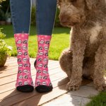 Personalizzato Multicolore 1-3 Pet Face Photos Cappello di Natale Comodi calzini a metà polpaccio con nome Regalo di Natale di uso quotidiano per i proprietari di animali domestici