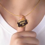 Personalised Pumpkin Football Necklace with Name and Number Dainty Jewellery Thanksgiving Day Game Day Gift for Football Player Lover