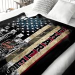 Personalised American Flag Soft Throw Blanket with Name Veterans Day Father's Day Birthday Gift for Soldiers Patriots