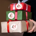 Personalized Santa Claus Christmas Tree Stickers Labels with  Name and Initial DIY Gift Decor Christmas Party Favors for Family Kids Friends