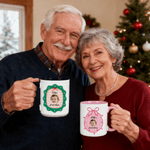 Personalisierte Baby Gesicht Foto Weihnachten Element Grenze Multicolor Keramik Becher mit Namen Weihnachtsgeschenk für Familie Kinder