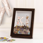 Personalized Ballet Girl Flower Wooden Shadow Box Photo Frame Competition Pin Storage with Initial and Name Birthday Christmas Gift for Ballet Lovers