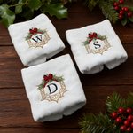 Cadre de Noël brodé avec nœud personnalisé Serviette de toilette douce 100% coton avec initiale Pendaison de crémaillère Cadeau de mariage pour elle