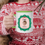 Personalisierte Baby Gesicht Foto Weihnachten Element Grenze Multicolor Keramik Becher mit Namen Weihnachtsgeschenk für Familie Kinder