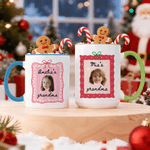 Personalisierte Baby Gesicht Foto Weihnachten Element Grenze Multicolor Keramik Becher mit Namen Weihnachtsgeschenk für Familie Kinder