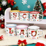 Personalised Sweets Cane Initial Design 12 oz Enamel Mug with Name Daily Use Christmas Gift for Kids Family