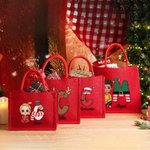 Bolso tote personalizado con personaje de dibujos animados de muñeco de nieve nombre e inicial regalo de Navidad para niños y adultos