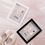 Spersonalizowana drewniana ramka na zdjęcia Ballet Girl Flower z inicjałami i imieniem Urodzinowy prezent świąteczny dla miłośników baletu
