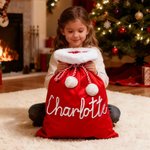Personalized Soft Drawstring Pompom Large Capacity Christmas Gift Bag with Name Christmas Gift for Kids Family