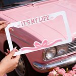 Personalized Pink Bow Number Plate Frame with Text Christmas Birthday Gift for Women Girls