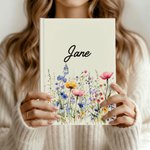 Personalisierte Wildblumen Journal Notebook mit Namen und 100 linierten Seiten täglich Journaling Geburtstag Hochzeit Party Geschenk für Frauen