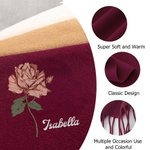 Personalised Birth Flower Soft Warm Tassel Scarf with Name Winter Accessory Anniversary Birthday Gift for Women Men