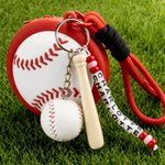 Personalisierter Fußball Tennisball Baseball Basketball Beutel mit Namen Schlüsselanhänger Schläger Geburtstag Geschenk für Trainer Ball-Liebhaber
