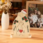 Personalizowana drewniana czapka bożonarodzeniowa z czerwonym sercem Puzzle z 2-6 imionami Dekoracja biurka Świąteczny prezent urodzinowy dla rodziny