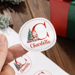 Personalized Santa Claus Christmas Tree Stickers Labels with  Name and Initial DIY Gift Decor Christmas Party Favors for Family Kids Friends