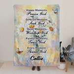 Personalised Birth Flower Bible Blessing Butterfly Soft Throw Blanket with Name Home Decor Birthday Christmas Gift for Christian Family Friend
