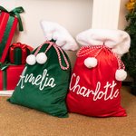 Personalized Soft Drawstring Pompom Large Capacity Christmas Gift Bag with Name Christmas Gift for Kids Family