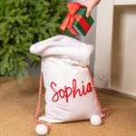Personalized Soft Drawstring Pompom Large Capacity Christmas Gift Bag with Name Christmas Gift for Kids Family