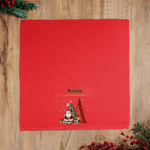 Personalized Cartoon Santa Claus Christmas Tree Initial 100% Cotton Reusable Napkin with Name Holiday Table Decor Christmas Gift for Family Friends