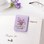 Personalisiertes magnetisches Lesezeichen aus PU-Leder mit Namen und Blumenmotiv in bunten Farben Geburtstag Weihnachtsgeschenk für Lesefreunde