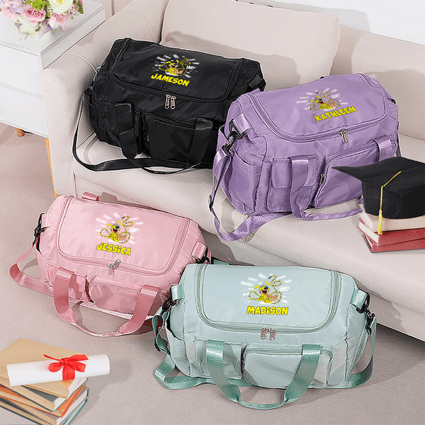 Personalised Houba Shout Long-Tailed Marsupilami Name Travel Duffel Bag with Shoes Compartment Birthday Gift for Kids Family | Callie × Marsupilami®