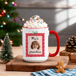 Personalisierte Baby Gesicht Foto Weihnachten Element Grenze Multicolor Keramik Becher mit Namen Weihnachtsgeschenk für Familie Kinder