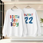 Personalised Birthday Boy Baby Bodysuit Kid T-shirt Sweatshirt Hoodie with Name and Age Birthday Milestone Celebration Gift for Kids