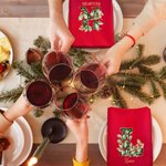 Tovagliolo personalizzato con nome 100% cotone rosso design con agrifoglio decorazione da tavolo regalo di Natale