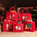 Personlig Snögubbe Tecknad Karaktär Stor röd säckväv Tote Bag med namn och initialer Party Favor Julklapp för barn Vuxna