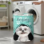 Cesto portabiancheria pieghevole personalizzato con zampette 3D e nome grande capacità regalo per amanti di cani