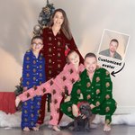 Personalised Face Photo Multicolour Soft Long Sleeve Pyjama Matching Set with Name Birthday Christmas Gift for Kids Family