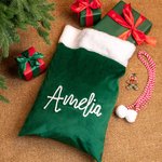 Personalized Soft Drawstring Pompom Large Capacity Christmas Gift Bag with Name Christmas Gift for Kids Family