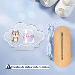 Luz nocturna personalizada de acrílico con nombre y animales de dibujos animados con base de madera regalo de cumpleaños y aniversario para niños