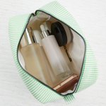Gepersonaliseerde hart-vormige geborduurde naam gestreepte make-up tas dagelijks reizen bruiloft partij verjaardag cadeau voor vrouwen bruidsmeisjes