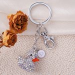 Spersonalizowany brelok do kluczy 3D Cute Rubber Ducky Glitter z zawieszką z inicjałami Prezent urodzinowy dla rodziny i przyjaciół