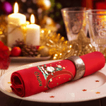 Personalized Cartoon Santa Claus Christmas Tree Initial 100% Cotton Reusable Napkin with Name Holiday Table Decor Christmas Gift for Family Friends