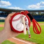 Personalisierter Fußball Tennisball Baseball Basketball Beutel mit Namen Schlüsselanhänger Schläger Geburtstag Geschenk für Trainer Ball-Liebhaber