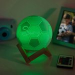 Luz nocturna personalizada de fútbol 3D con control táctil cambio de color e nombre decoración del hogar regalo de cumpleaños para amantes del deporte