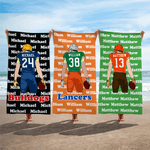 Personalised Football Player Cartoon Character Quick Dry Oversized Beach Towel with Name Summer Travel Essential Gift for Football Sports Lovers