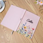 Personalisierte Wildblumen Journal Notebook mit Namen und 100 linierten Seiten täglich Journaling Geburtstag Hochzeit Party Geschenk für Frauen