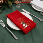 Personalized Cartoon Santa Claus Christmas Tree Initial 100% Cotton Reusable Napkin with Name Holiday Table Decor Christmas Gift for Family Friends