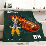 Personalized Cartoon Character Football Soft Throw Blanket with Name and Number Home Decor Birthday Game Day Gift for Football Lovers
