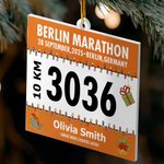 Personalised Race Bib Design Acrylic Hanging Ornament with Name and Number Tree Decoration Christmas Memorable Gift for Marathoners Runners
