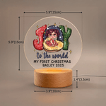 Personalized Joy To The World My First Christmas LED Night Light with Name Year and Wood Base Room Decor Christmas Gift for Newborns Babies