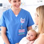 Personlig NICU Baby Blanket Pattern Stetoskop Bow Retractable Badge Reel med namn och kompis Födelsedag julklapp för sjuksköterska läkare