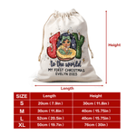 Spersonalizowana torba na prezent dla noworodka Joy To The World My First Christmas Canvas Drawstring Gift Bag z imieniem i rokiem